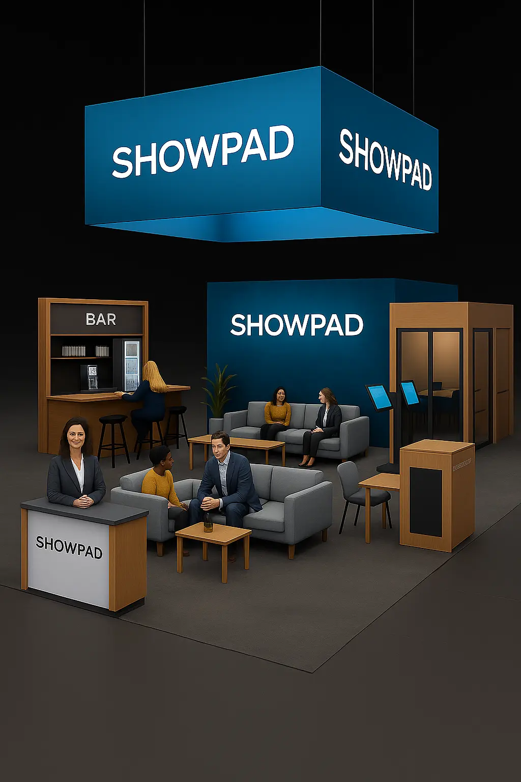 Showpad 30×30 Orlando trade show booth exhibit rental