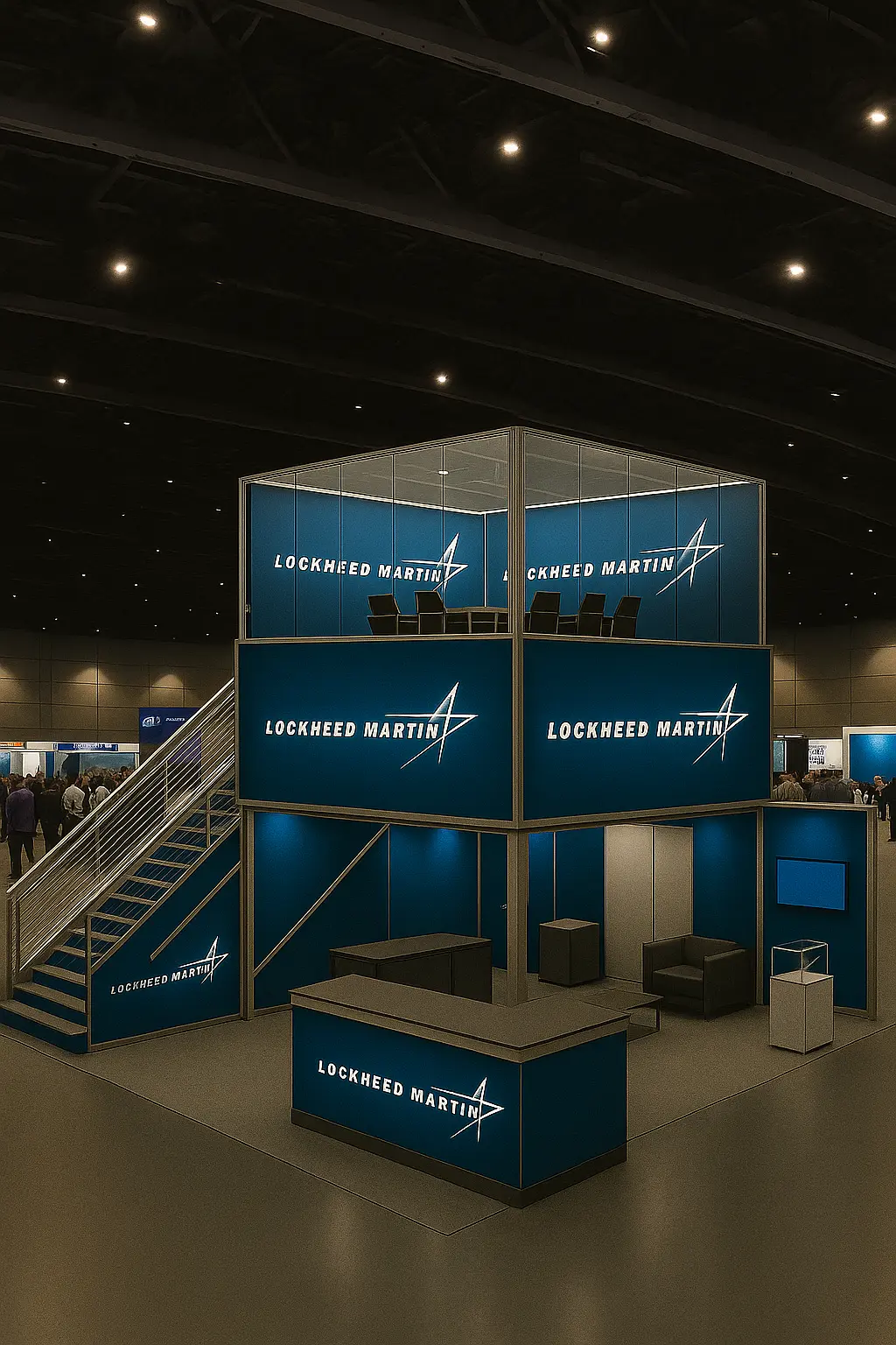 30×30 Orlando Trade Show Exhibit two-story structure with a staircase